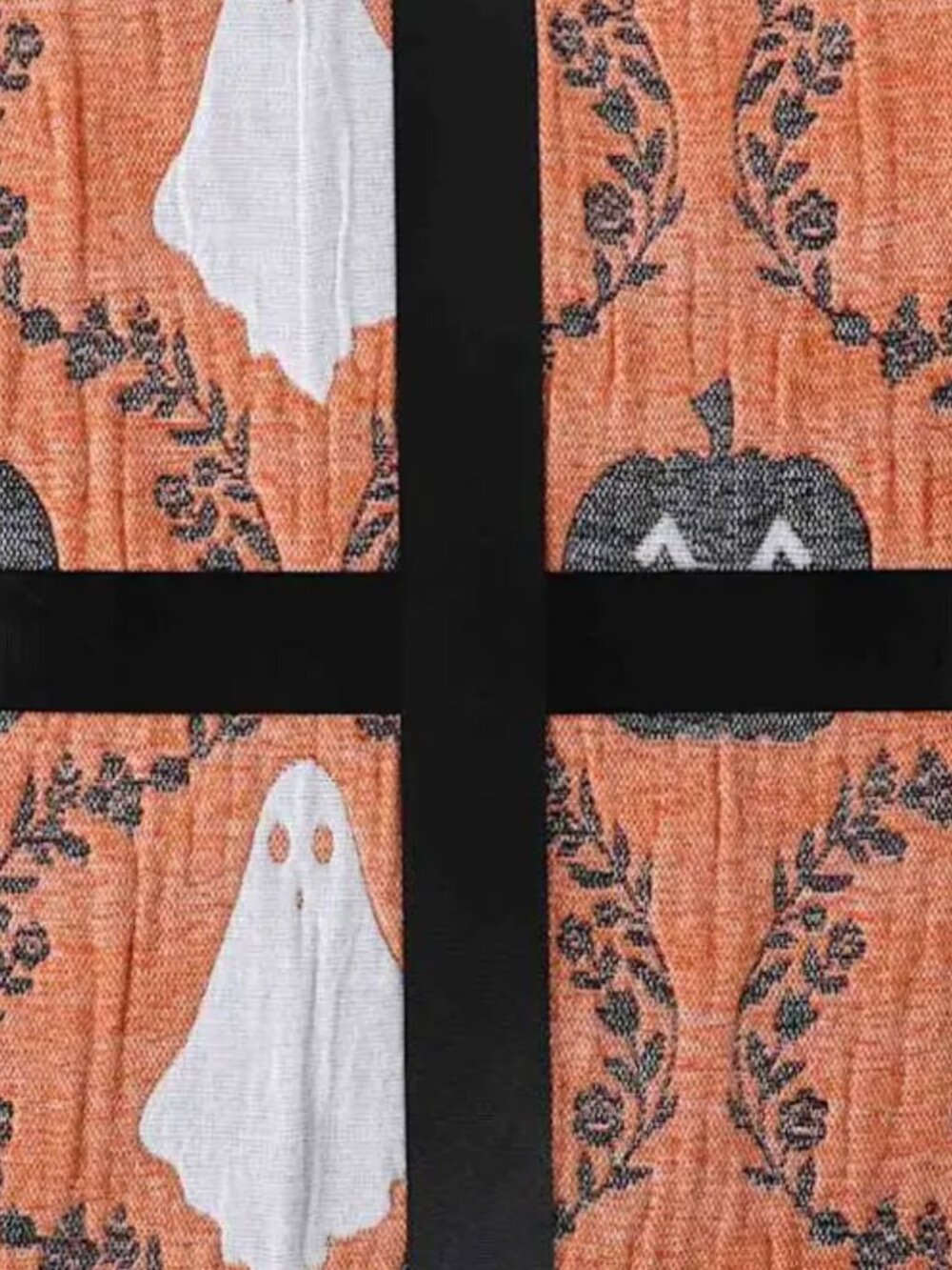 Halloween Reversible Orange Trellis Ghost Jacquard Throw Blanket, 50x60 New - Picture 4 of 5